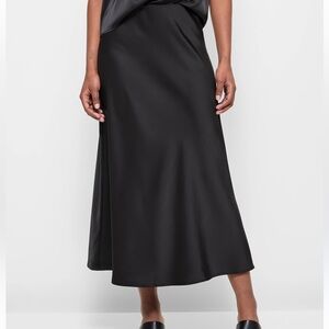 Oak + Fort Satin Finish Bias Cut Skirt Black